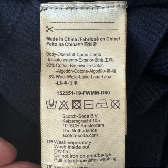 SCOTCH & SODA Classic Wool Cotton Blend Crewneck Sweater Blue Lightweight Size M - Picture 7 of 14